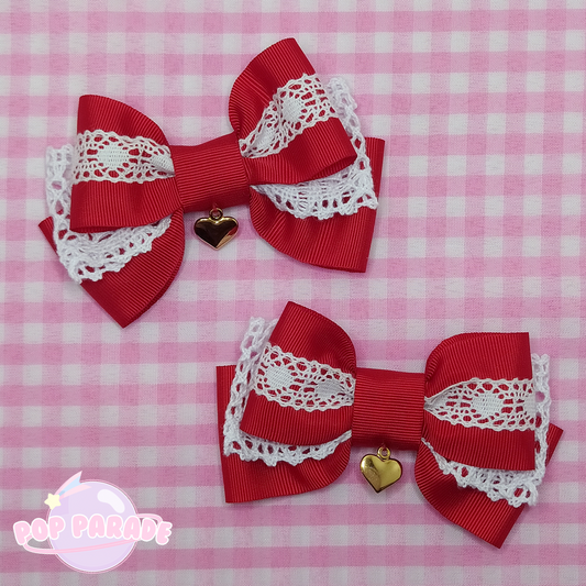 Lovely Lace ♡ Hair Clips (Red)