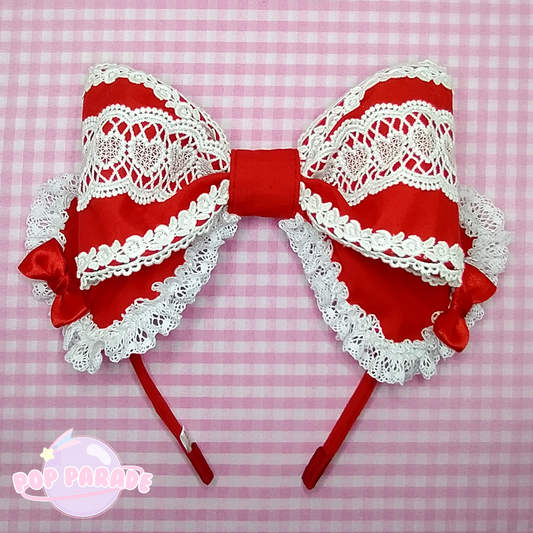 Heart Lace ♡ Headbow (Red)