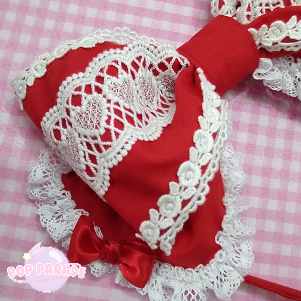 Heart Lace ♡ Headbow (Red)