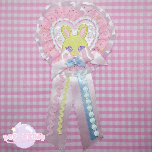 Happy Bunny ♡ Rosette 2Way Brooch (Pink)