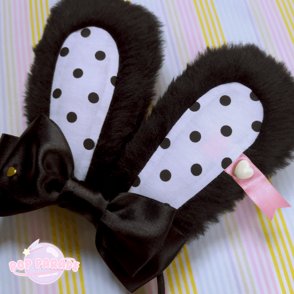 Cute Bunny Ears Headband - Black x White - ☆ POP PARADE ☆