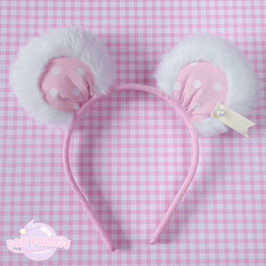 Cute Bear Ears Headband (White x Pink) - ☆ POP PARADE ☆