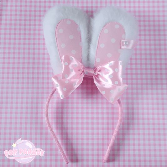 Cute Bunny Ears Headband (White x Pink) - ☆ POP PARADE ☆