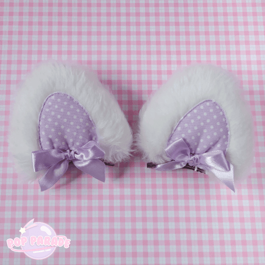 Cute Cat Ears Hair Clip (White x Lavender) - ☆ POP PARADE ☆