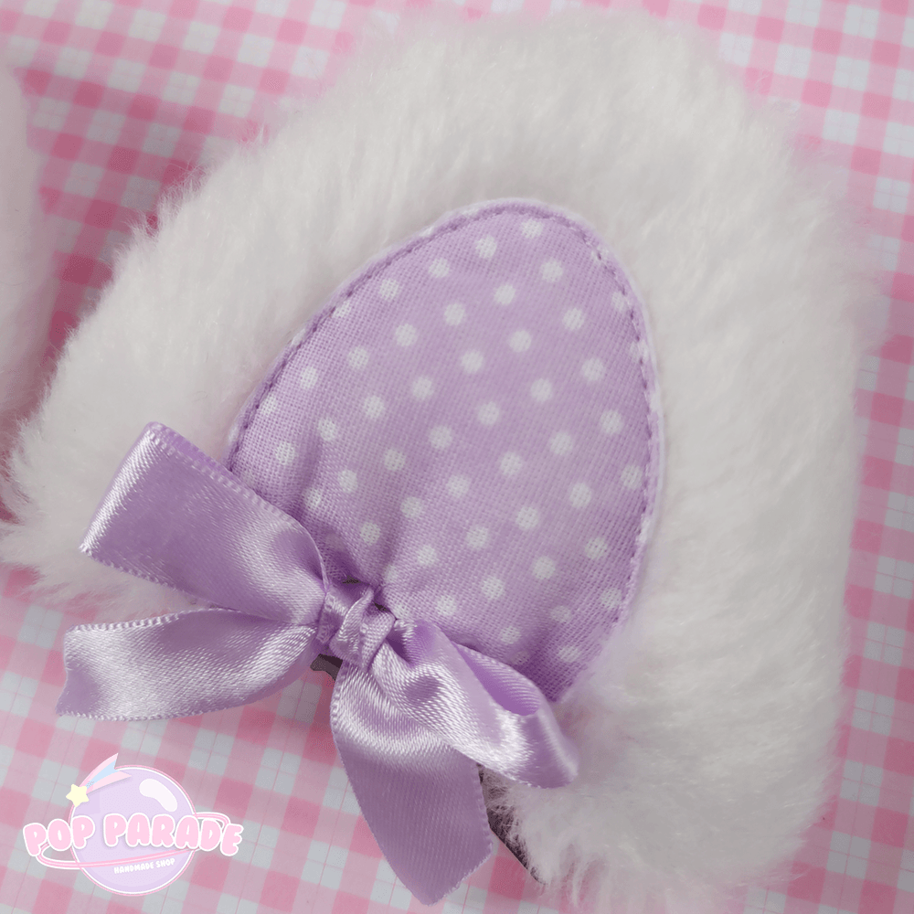 Cute Cat Ears Hair Clip (White x Lavender) - ☆ POP PARADE ☆