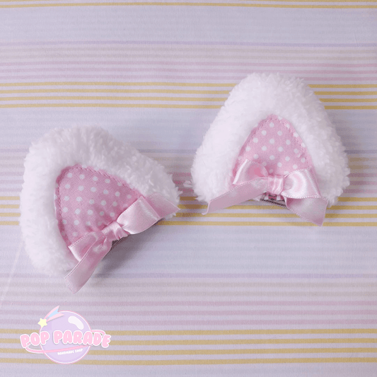 Cute Cat Ears Hairclips (White x Pink) - ☆ POP PARADE ☆