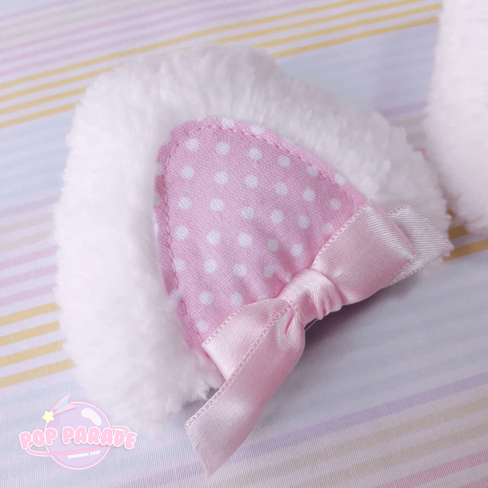 Cute Cat Ears Hairclips (White x Pink) - ☆ POP PARADE ☆