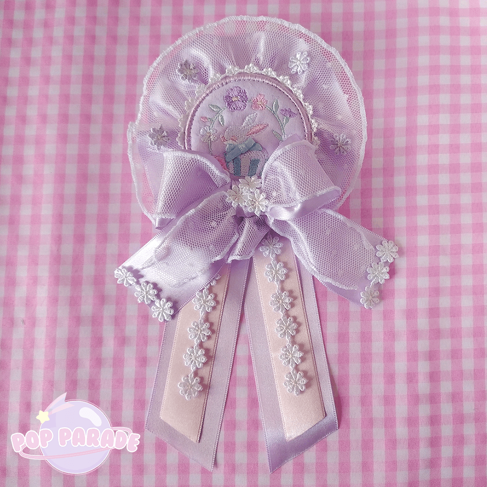 Bunny Tea Party ♡ Rosette 2Way Brooch (Lavender) - ☆ POP PARADE ☆