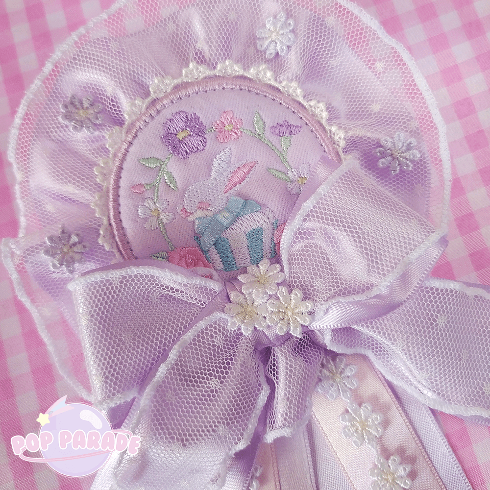 Bunny Tea Party ♡ Rosette 2Way Brooch (Lavender) - ☆ POP PARADE ☆