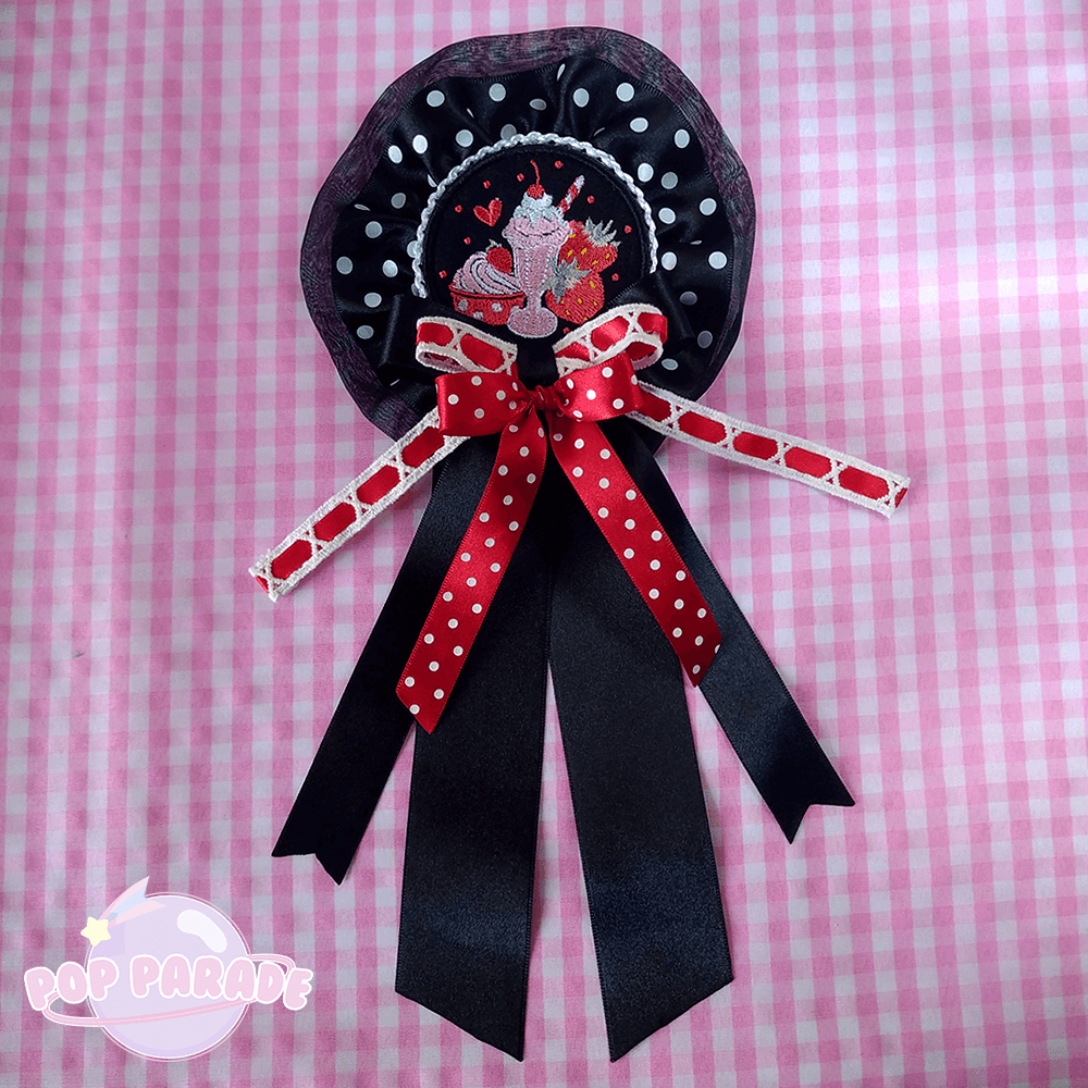 Strawberry Shake ♡ Rosette 2Way Brooch (Black) - ☆ POP PARADE ☆