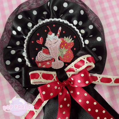 Strawberry Shake ♡ Rosette 2Way Brooch (Black) - ☆ POP PARADE ☆