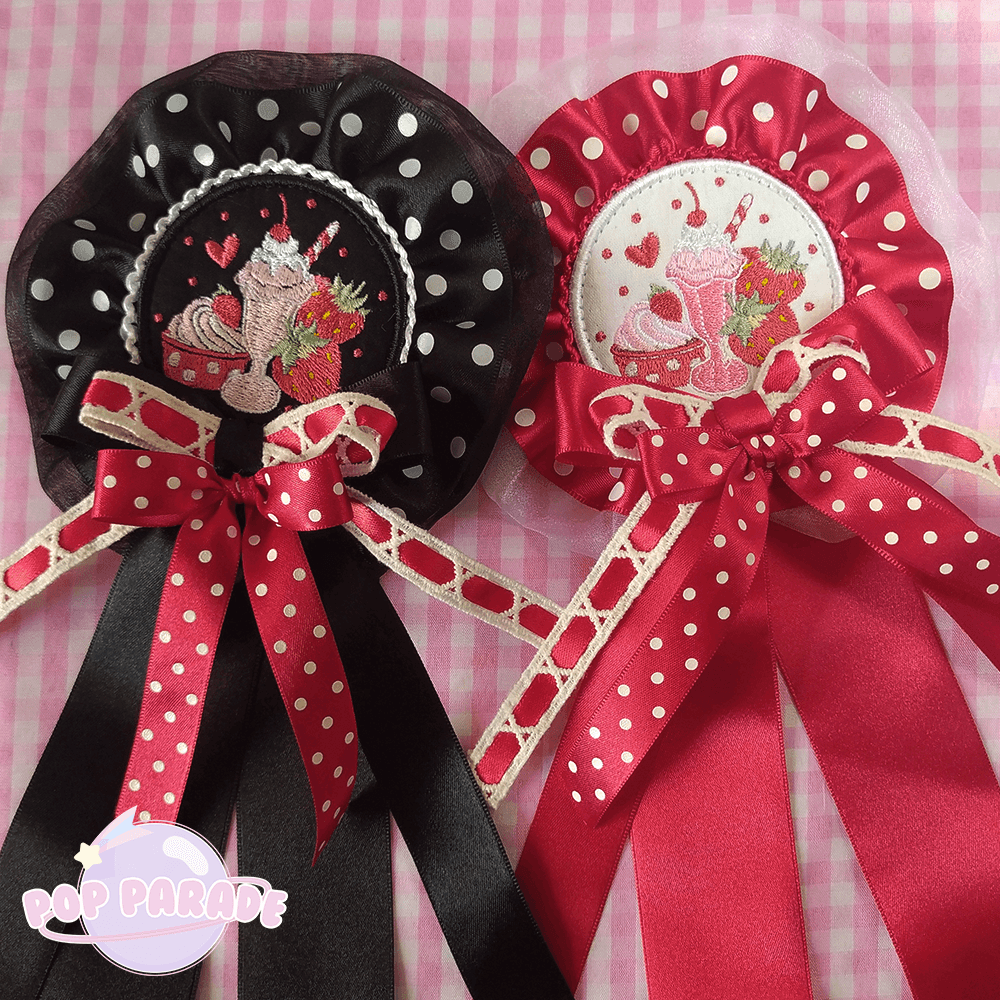 Strawberry Shake ♡ Rosette 2Way Brooch (Black) - ☆ POP PARADE ☆