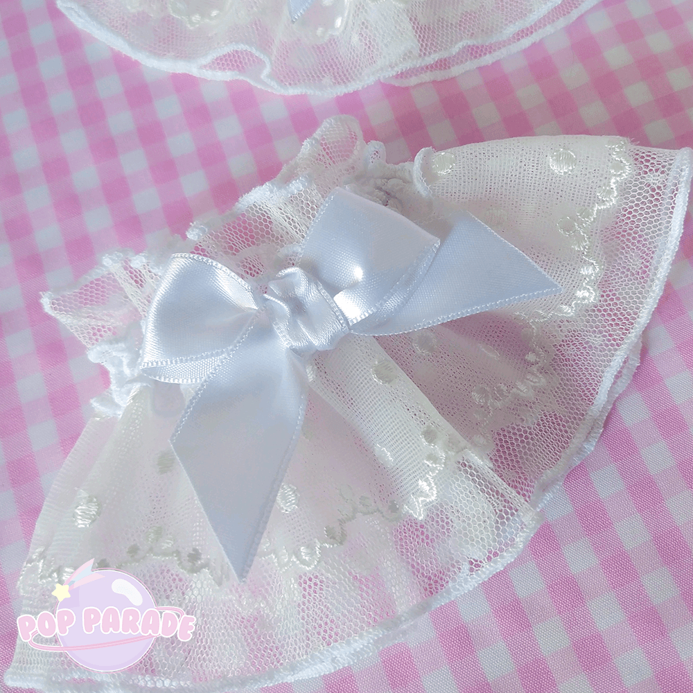 Dot Tulle ♡ Wristcuffs (White) - ☆ POP PARADE ☆