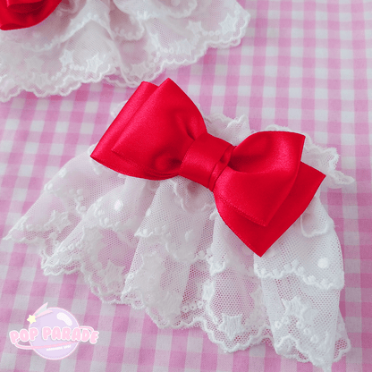 White Lace ♡ Wristcuffs (Red Bow) - ☆ POP PARADE ☆