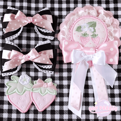 Polka Dot Strawberry ♡ Rosette 2Way Brooch (Pink) - ☆ POP PARADE ☆