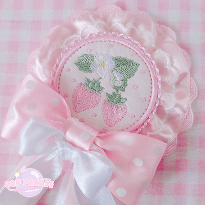 Polka Dot Strawberry ♡ Rosette 2Way Brooch (Pink) - ☆ POP PARADE ☆