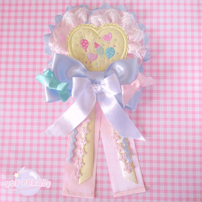 Heart Happy Balloon ♡ Rosette 2Way Brooch (Yellow) - ☆ POP PARADE ☆