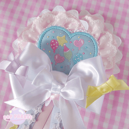 Heart Happy Balloon ♡ Rosette 2Way Brooch  (Blue) - ☆ POP PARADE ☆