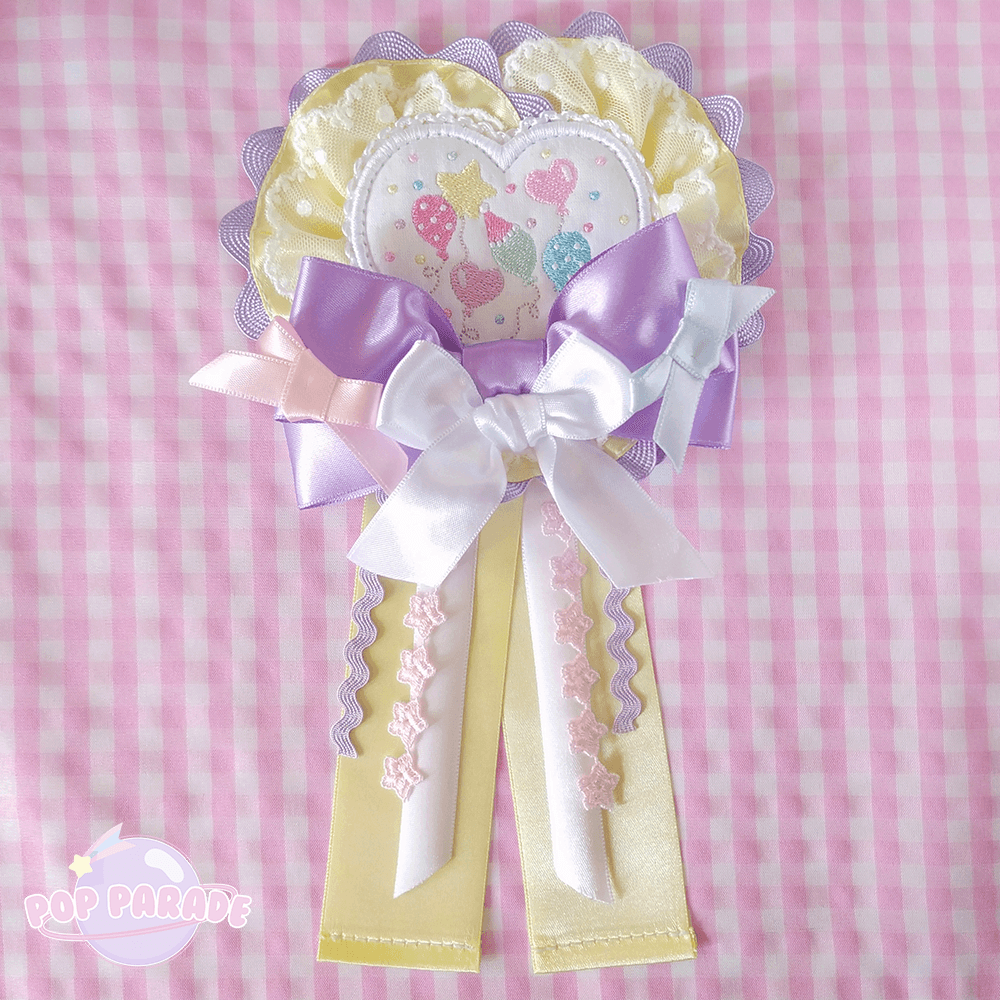 Heart Happy Balloon ♡ Rosette 2Way Brooch  (White) - ☆ POP PARADE ☆