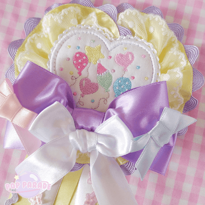 Heart Happy Balloon ♡ Rosette 2Way Brooch  (White) - ☆ POP PARADE ☆