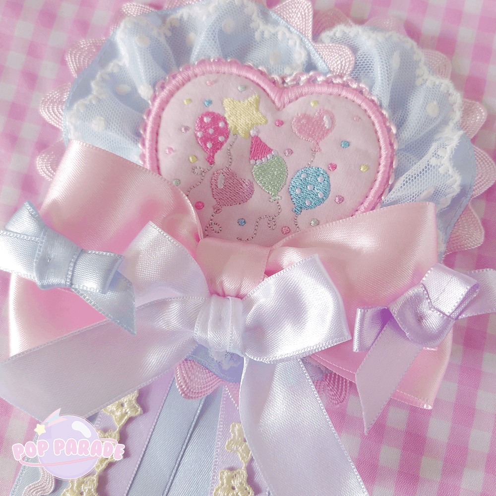 Heart Happy Balloon ♡ Rosette 2Way Brooch  (Pink) - ☆ POP PARADE ☆