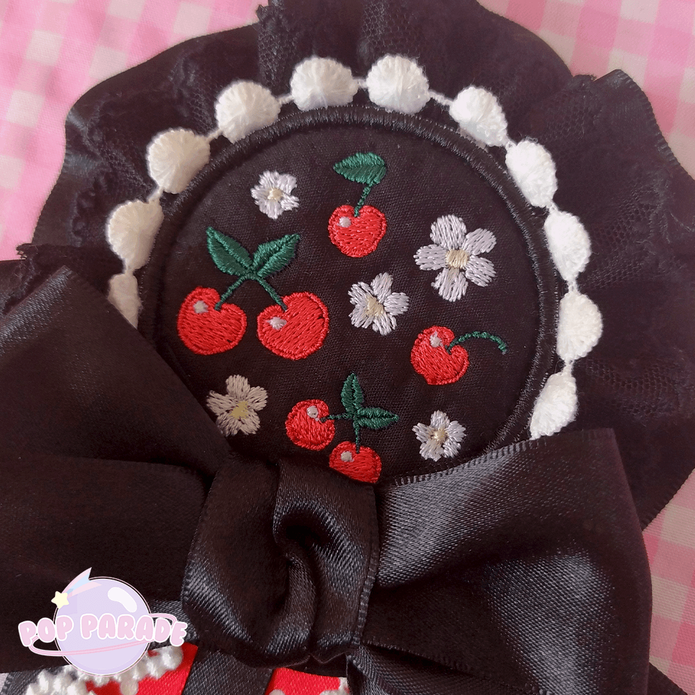 Fresh Cherry ♡ Rosette 2Way Brooch (Black) - ☆ POP PARADE ☆