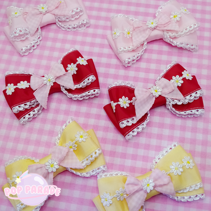 Gingham Daisy ♡ Hair Clips (Yellow)