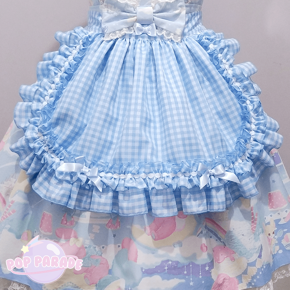 Gingham Frilly Apron ♡ Light Blue - ☆ POP PARADE ☆