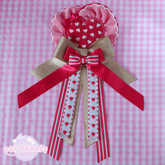 Valentine Heart ♡ Rosette 2Way Brooch (Red) - ☆ POP PARADE ☆