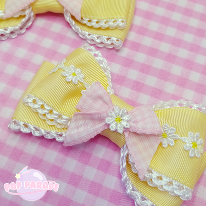 Gingham Daisy ♡ Hair Clips (Yellow)