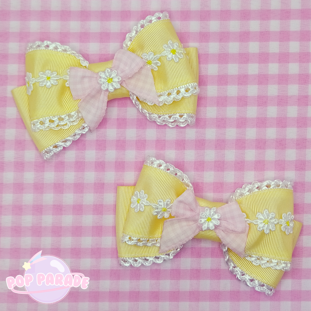 Gingham Daisy ♡ Hair Clips (Yellow)