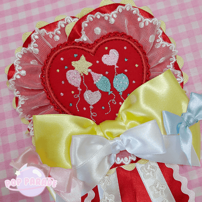 Heart Happy Balloon ♡ Rosette 2Way Brooch  (Red) - ☆ POP PARADE ☆