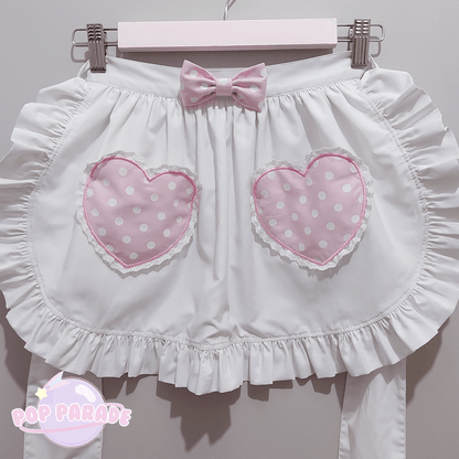 Polka Dot Heart Pocket Apron ♡ White x Pink - ☆ POP PARADE ☆