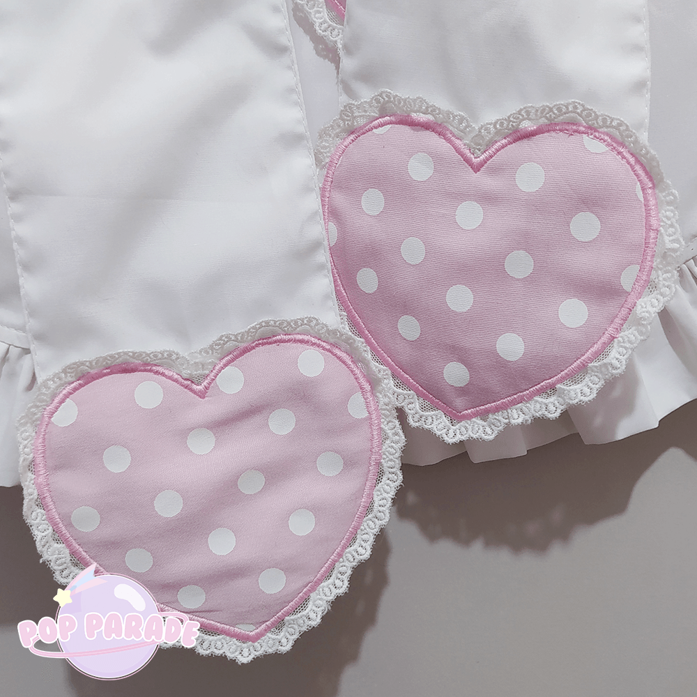 Polka Dot Heart Pocket Apron ♡ White x Pink - ☆ POP PARADE ☆